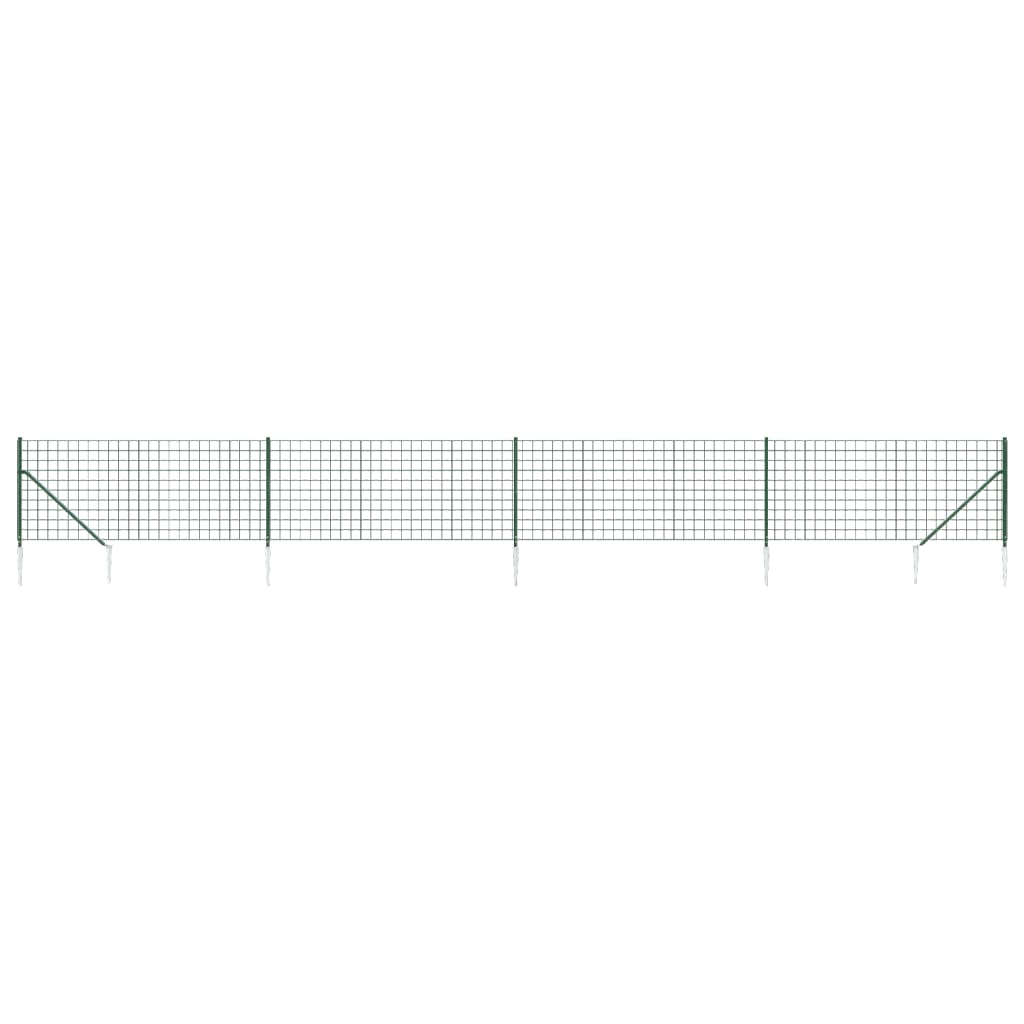 Wire Mesh Fence with Spike Anchors Green 0.8x10 m
