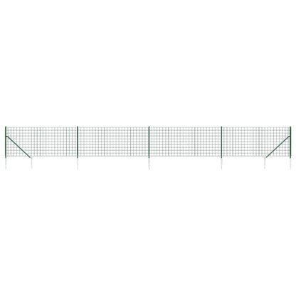 Wire Mesh Fence with Spike Anchors Green 0.8x10 m