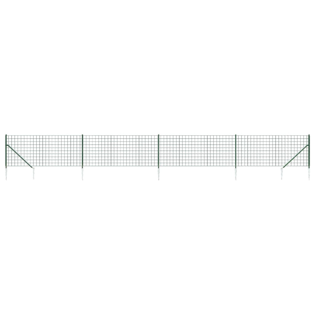 Wire Mesh Fence with Spike Anchors Green 1x10 m