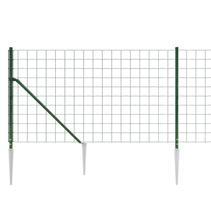 Wire Mesh Fence with Spike Anchors Green 1x10 m