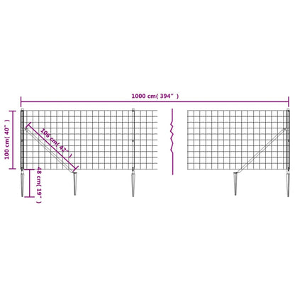 Wire Mesh Fence with Spike Anchors Green 1x10 m