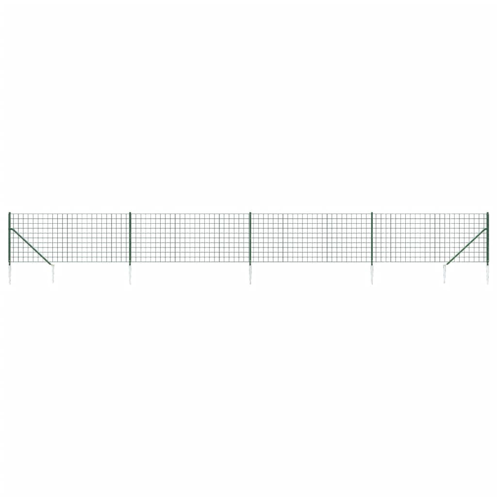 Wire Mesh Fence with Spike Anchors Green 1.1x10 m