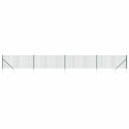 Wire Mesh Fence with Spike Anchors Green 1.1x10 m