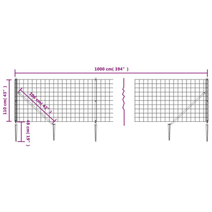 Wire Mesh Fence with Spike Anchors Green 1.1x10 m