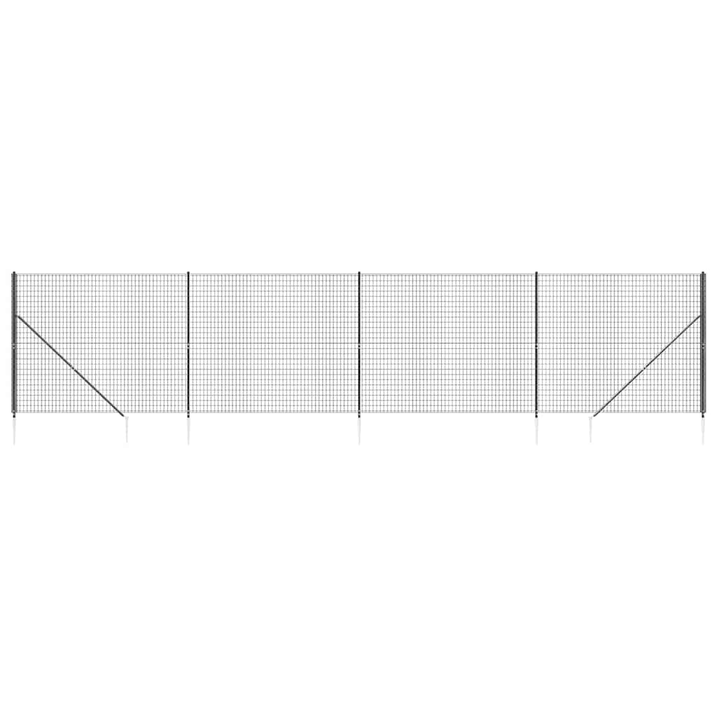 Wire Mesh Fence with Spike Anchors Anthracite 1.4x10 m
