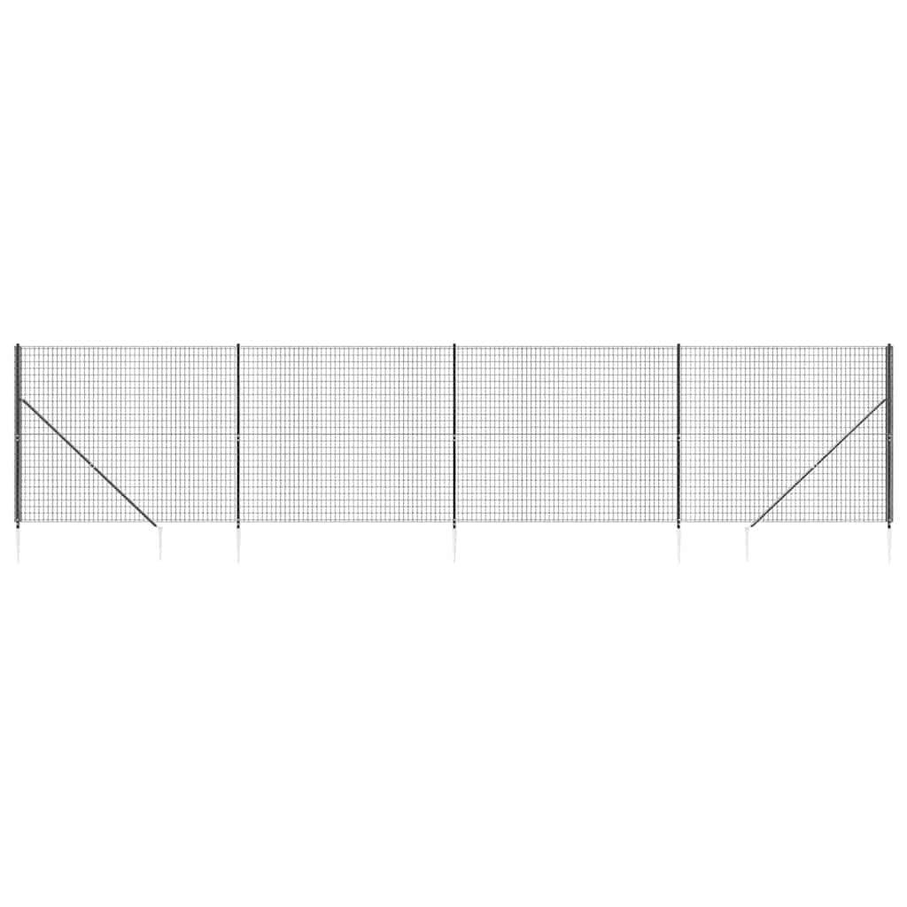 Wire Mesh Fence with Spike Anchors Anthracite 1.6x10 m