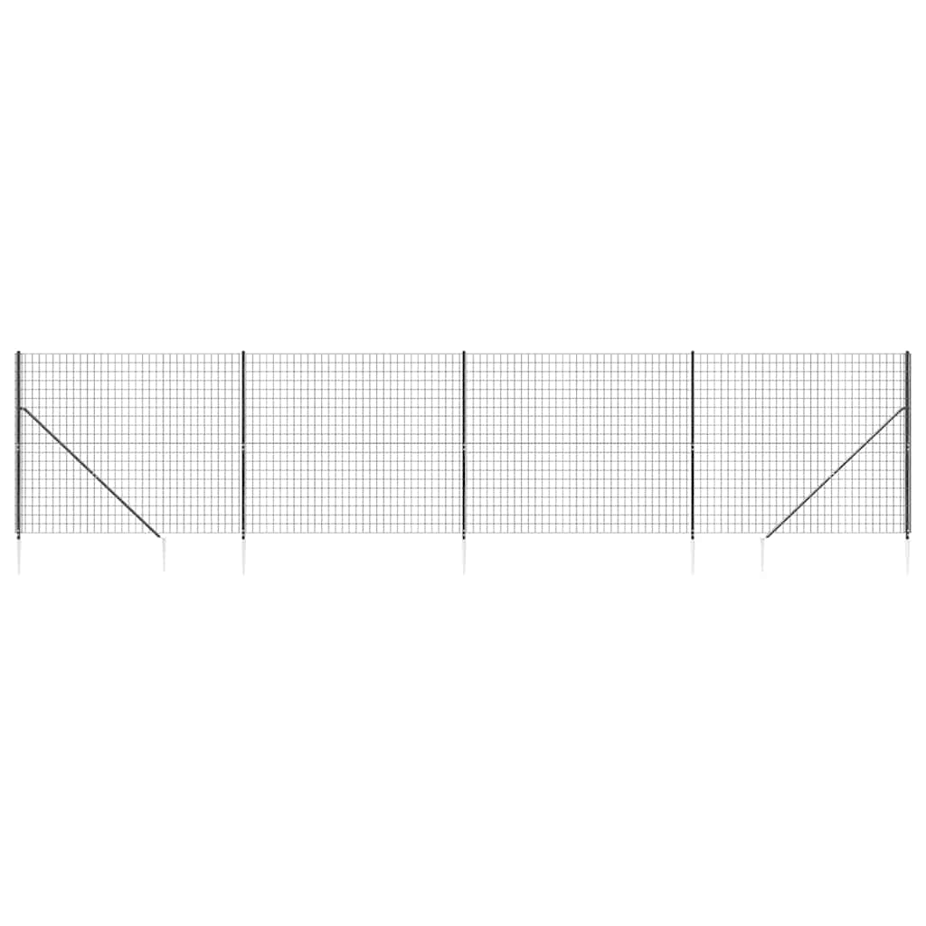 Wire Mesh Fence with Spike Anchors Anthracite 2x10 m