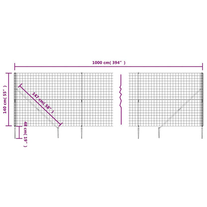 Wire Mesh Fence with Spike Anchors Anthracite 1.4x10 m