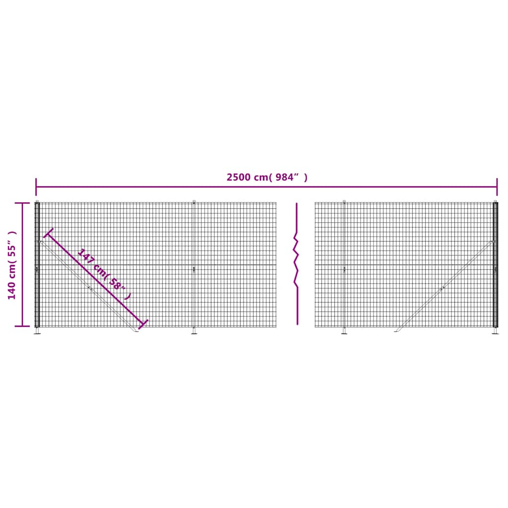 Wire Mesh Fence with Flange Anthracite 1.4x25 m