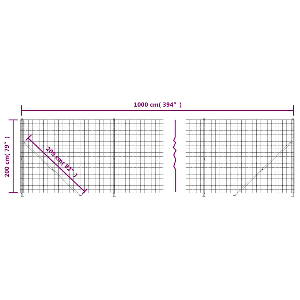 Wire Mesh Fence with Flange Anthracite 2x10 m