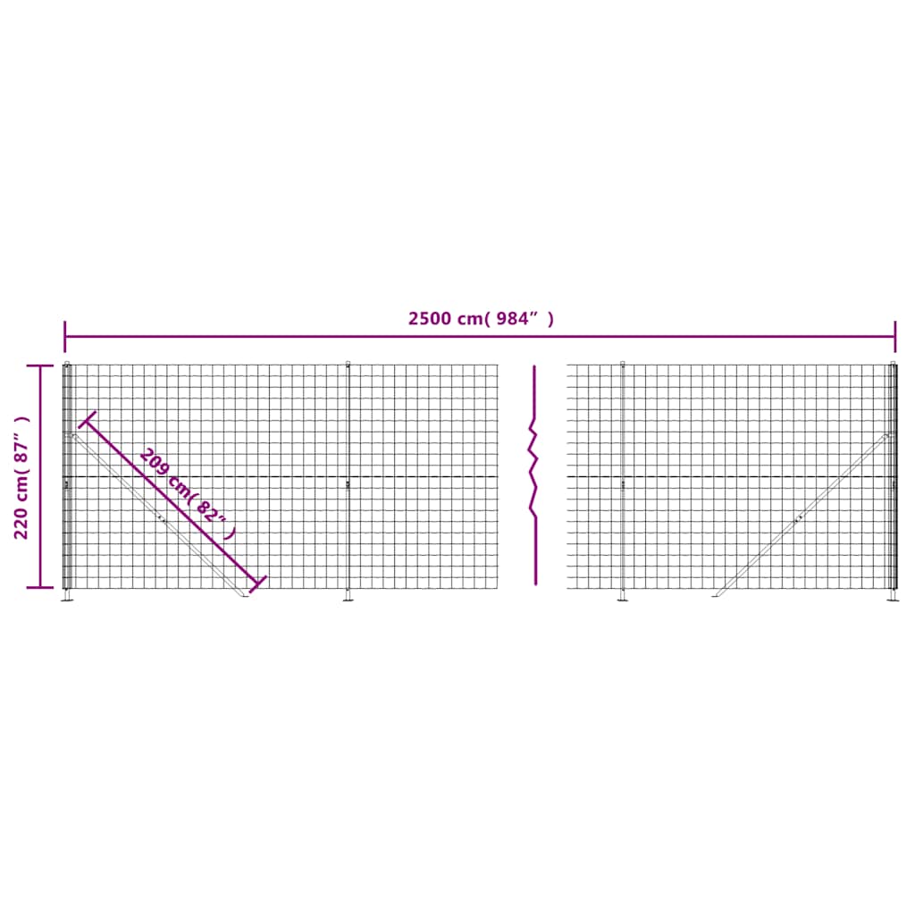 Wire Mesh Fence with flange Anthracite 2.2x25 m