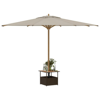 Garden Table with Parasol Hole Brown 55x55x46.5 cm Poly Rattan
