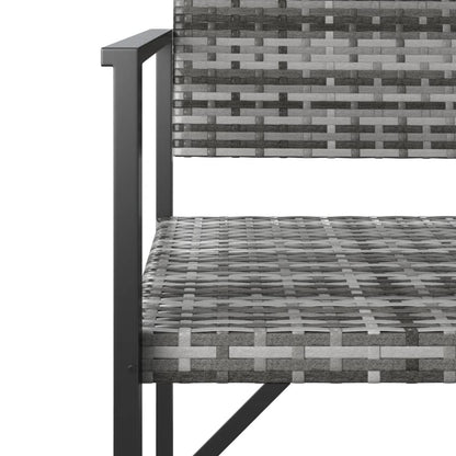 2-Seater Garden Bench Grey Poly Rattan