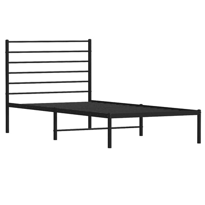 Metal Bed Frame without Mattress with Headboard Black 100x200cm