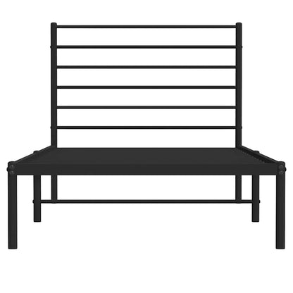 Metal Bed Frame without Mattress with Headboard Black 100x200cm