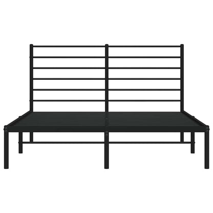 Metal Bed Frame without Mattress with Headboard Black 135x190cm