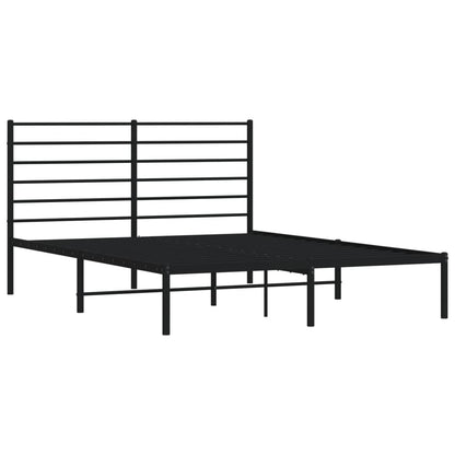 Metal Bed Frame without Mattress with Headboard Black 140x200cm