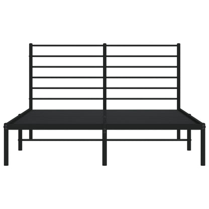 Metal Bed Frame without Mattress with Headboard Black 140x200cm