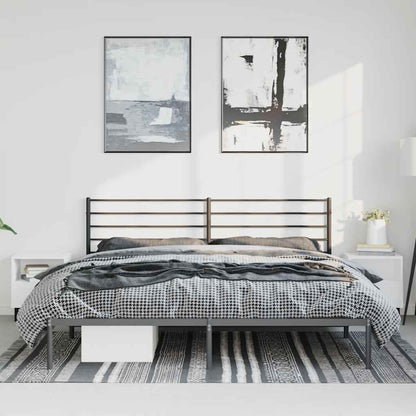 Metal Bed Frame without Mattress with Headboard Black 183x213cm