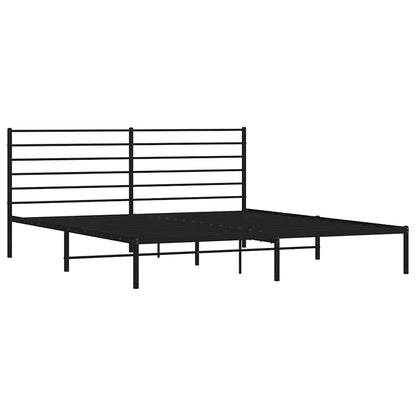 Metal Bed Frame without Mattress with Headboard Black 183x213cm