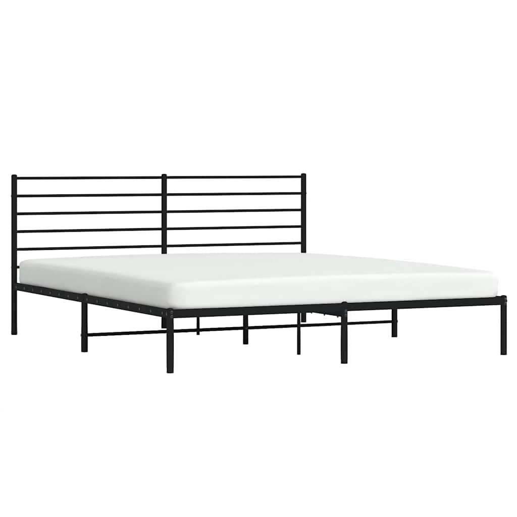 Metal Bed Frame without Mattress with Headboard Black 183x213cm