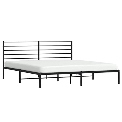Metal Bed Frame without Mattress with Headboard Black 183x213cm
