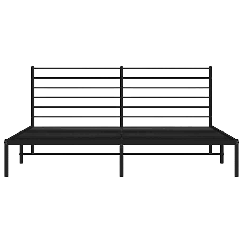 Metal Bed Frame without Mattress with Headboard Black 193x203cm
