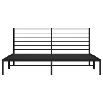 Metal Bed Frame without Mattress with Headboard Black 193x203cm