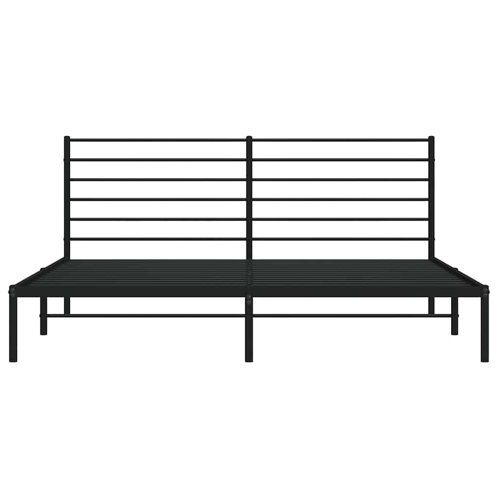 Metal Bed Frame without Mattress with Headboard Black 200x200cm