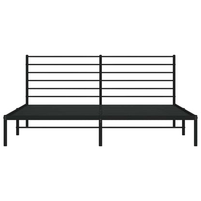 Metal Bed Frame without Mattress with Headboard Black 200x200cm