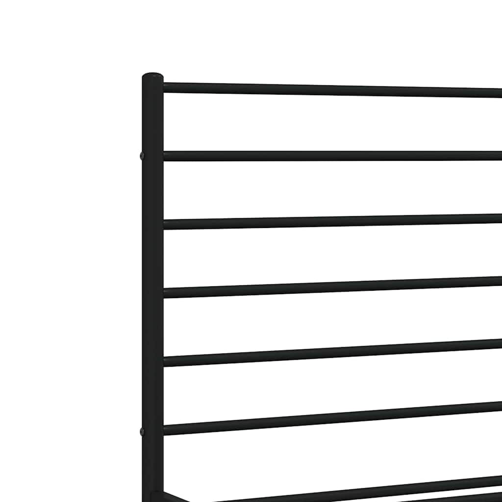 Metal Bed Frame without Mattress with Headboard Black 200x200cm
