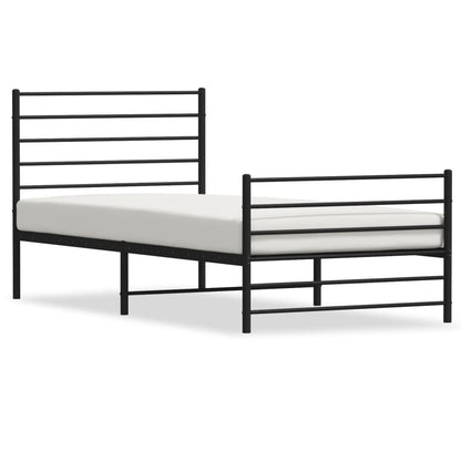 Metal Bed Frame without Mattress with Footboard Black 90x200cm