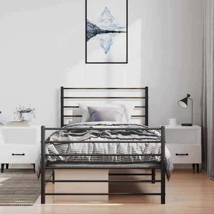 Metal Bed Frame without Mattress with Footboard Black 100x200cm