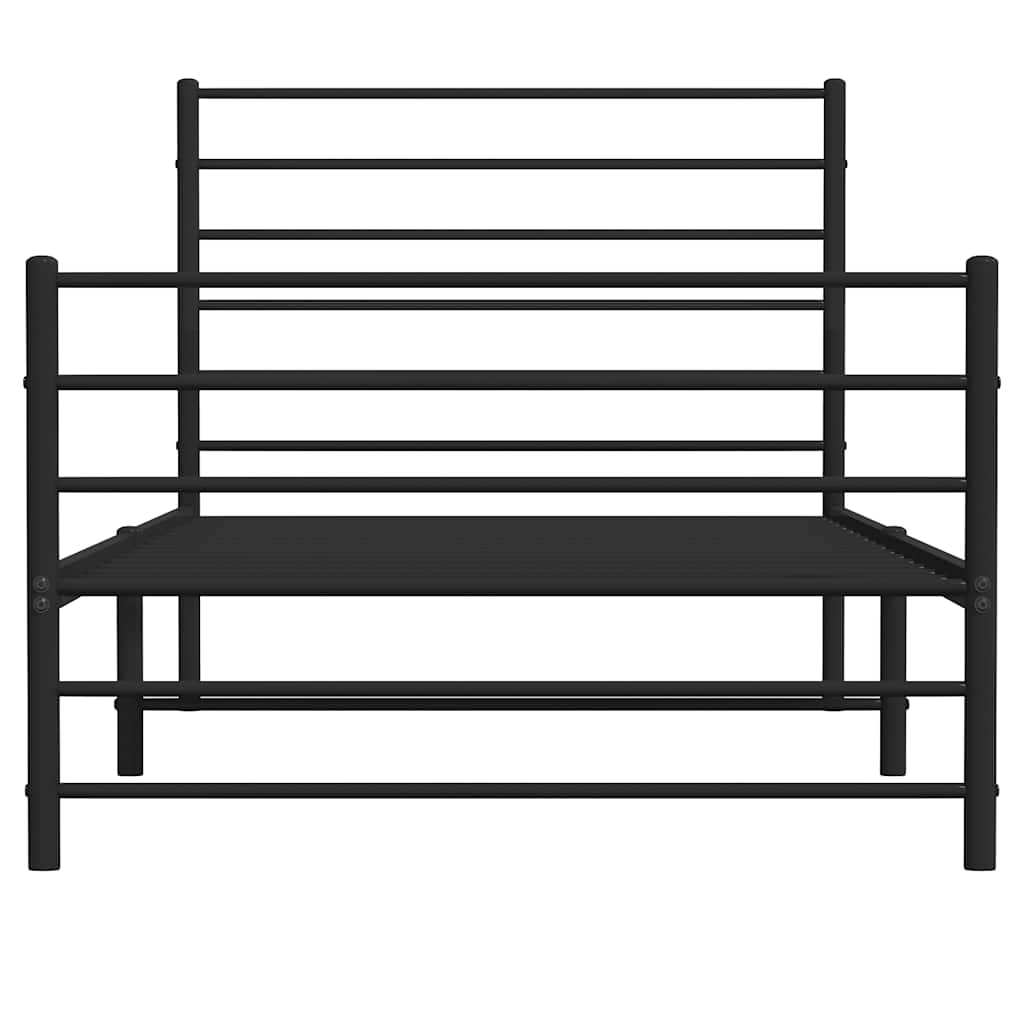 Metal Bed Frame without Mattress with Footboard Black 100x200cm