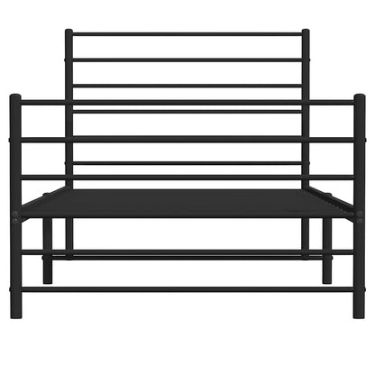 Metal Bed Frame without Mattress with Footboard Black 100x200cm
