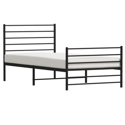 Metal Bed Frame without Mattress with Footboard Black 107x203cm