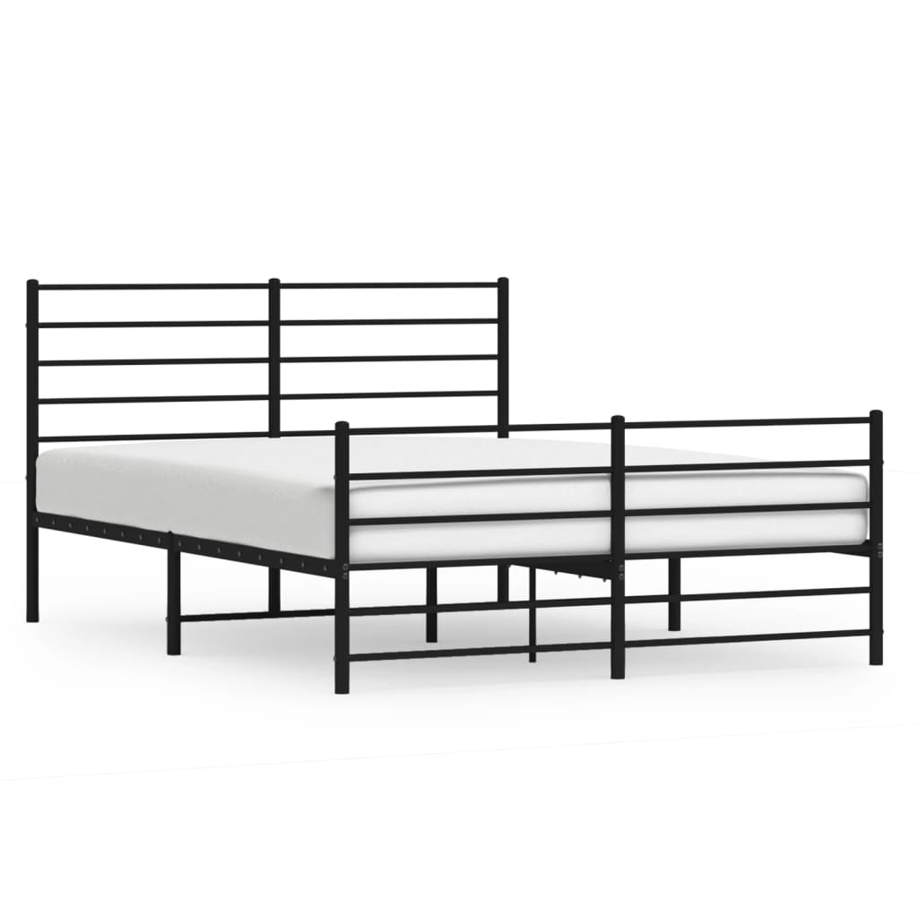 Metal Bed Frame without Mattress with Footboard Black 120x200cm