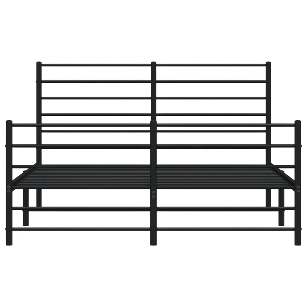 Metal Bed Frame without Mattress with Footboard Black 120x200cm