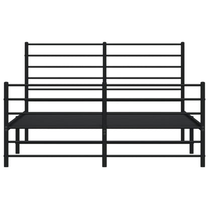 Metal Bed Frame without Mattress with Footboard Black 120x200cm