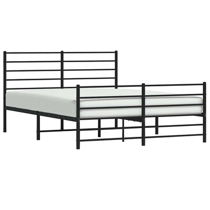 Metal Bed Frame without Mattress with Footboard Black 135x190cm