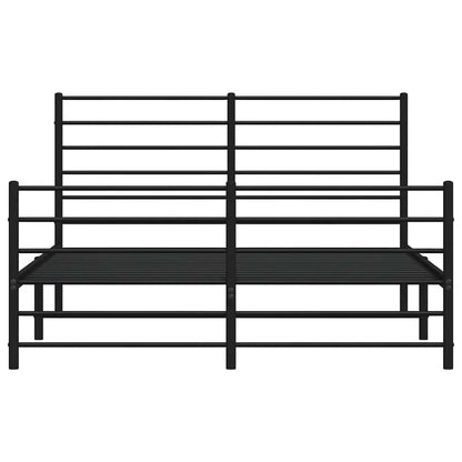 Metal Bed Frame without Mattress with Footboard Black 135x190cm