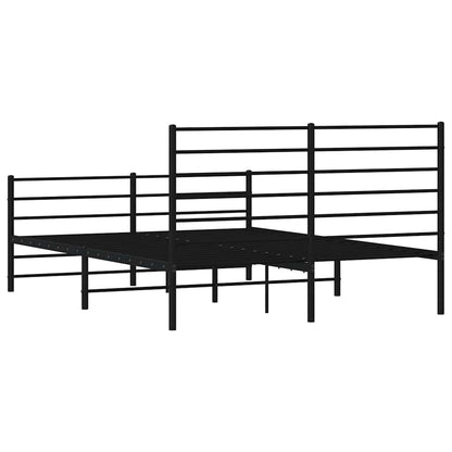 Metal Bed Frame without Mattress with Footboard Black 135x190cm