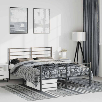 Metal Bed Frame without Mattress with Footboard Black 135x190cm
