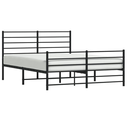 Metal Bed Frame without Mattress with Footboard Black 140x190cm
