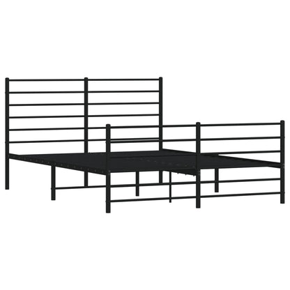 Metal Bed Frame without Mattress with Footboard Black 160x200cm