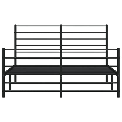 Metal Bed Frame without Mattress with Footboard Black 160x200cm
