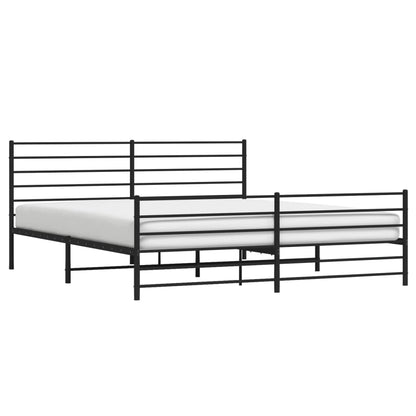 Metal Bed Frame without Mattress with Footboard Black 180x200cm