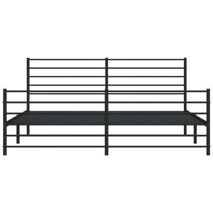 Metal Bed Frame without Mattress with Footboard Black 180x200cm