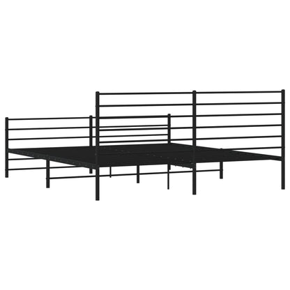 Metal Bed Frame without Mattress with Footboard Black 180x200cm