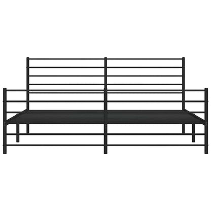 Metal Bed Frame without Mattress with Footboard Black 183x213cm